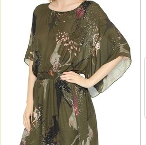 Haute hippie waistband green silk dress size L